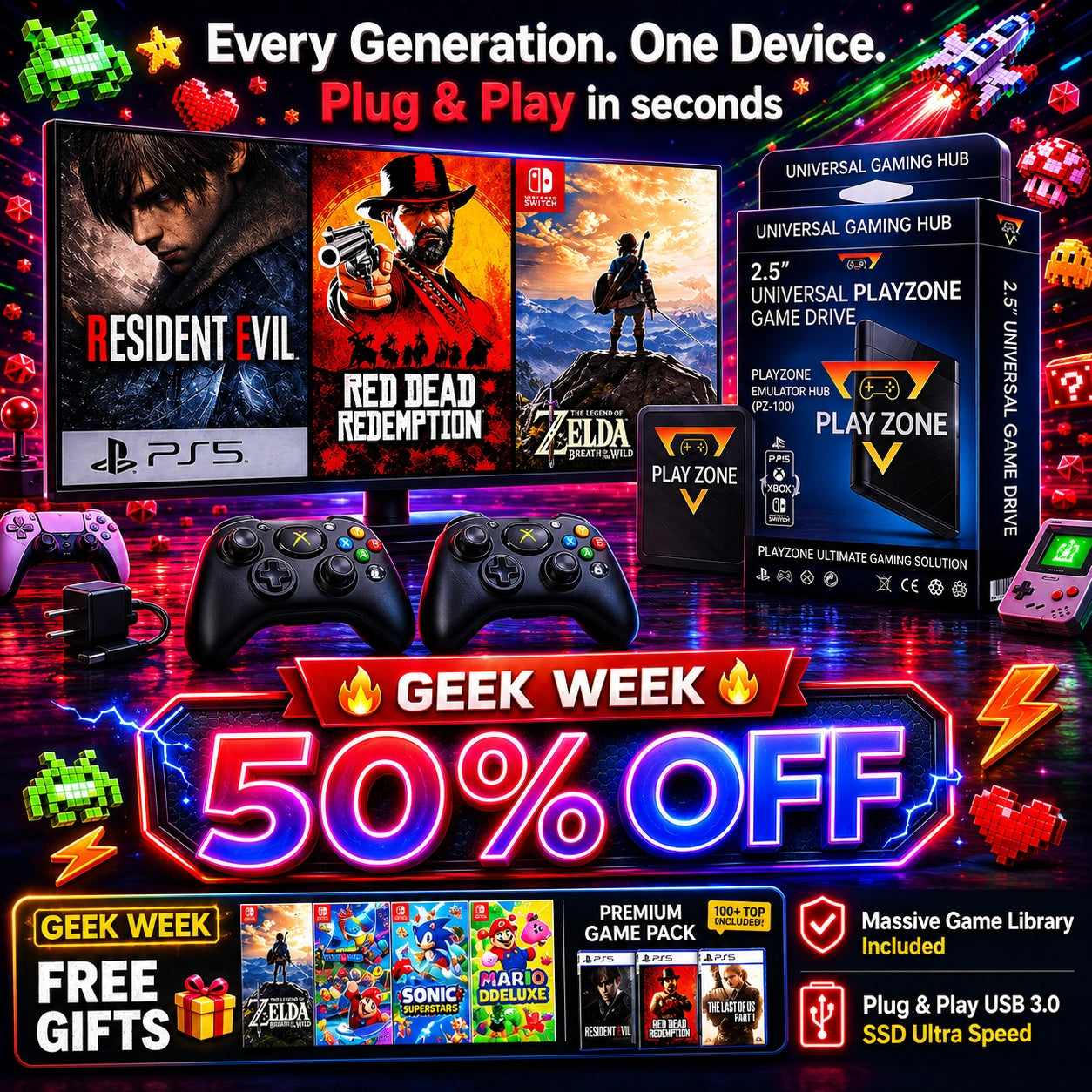 All-in-One Gaming System – Plug & Play in Seconds Playzone™ 1TB